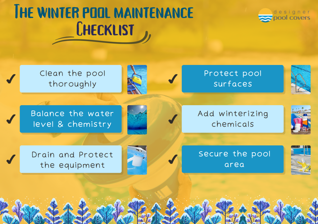 designer pool covers The winter pool maintenance checklist.